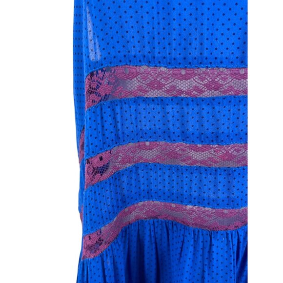 Free People Intimately Blue Polka Dot Tiered Ruffle Hem Voile & Lace Slip Dress - Picture 5 of 16